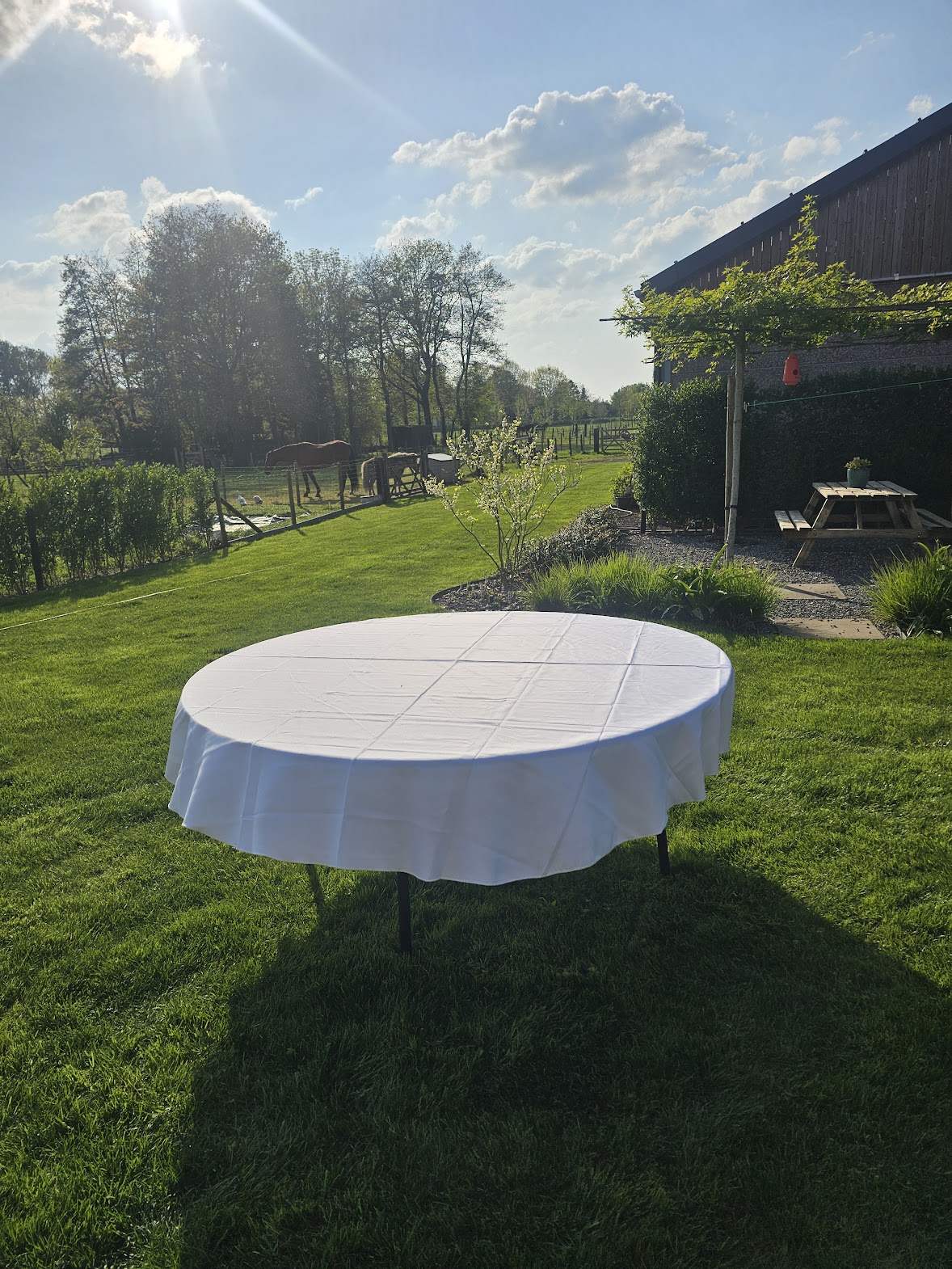 Tafelkleed wit, tafel 180cm